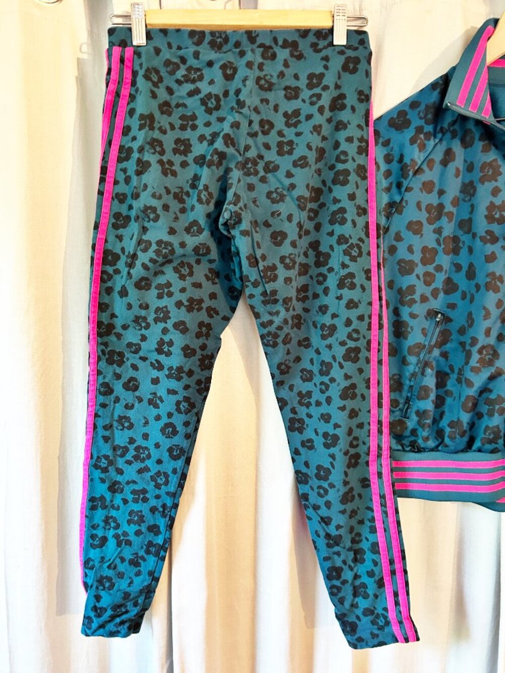 adidas Track Set, Teal and Black leopard with pink trim - Picture 6 of 14